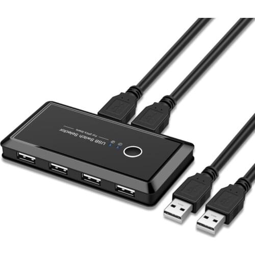 USB KVM Switch USB 2.0 Switcher KVM Switch For Windows10 PC Keyboard Mouse Printer 2 PCs Sharing 4 Devices USB Switch Hub