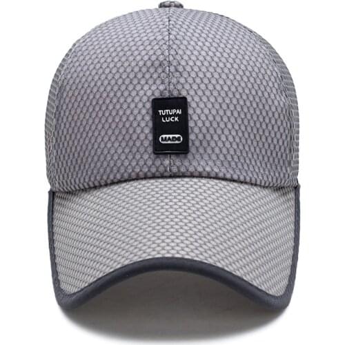 Summer Breathable Mesh Baseball Cap Quick Drying Hats For Men Blue gray full mesh cap