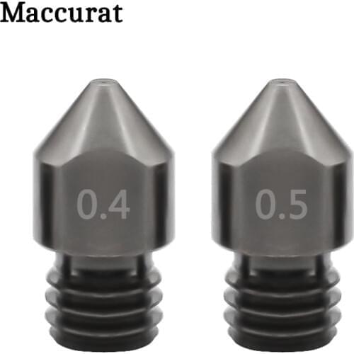 Maccurat 1Pc MK8 Hardened Steel Nozzles Mold Steel Extruder Extrusion Part 0.2-1mm Threaded 1.75mm Nozzles 3D Printer Parts