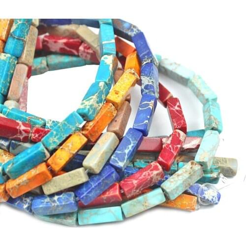 Natural Red green blue red 4*13mm Square Natural Emperor Stone Beads For Jewelry Making Diy Bracelet Necklace Strand Earring