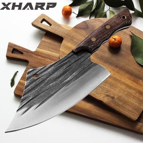 Sharp 5Cr15 Stainless Steel Axe Butcher Cutter Handmade Household Kitchen Knife Fish Meat Cleaver Cutting Forged Chopping Knife