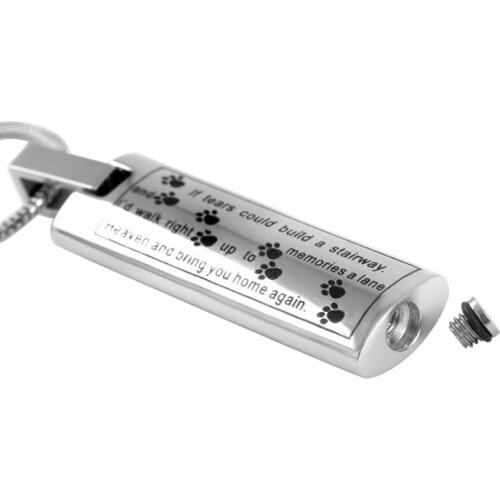 IJD9137 Dog Cat Animal Urn Necklace For Ashes Keepsake Memorial Cremation Pendant-if tears could build a stairway