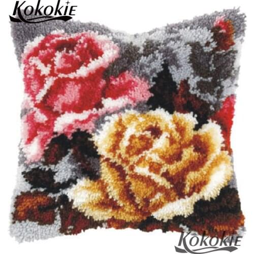 Handicraft cushion Crocheting Rug Yarn Patchwork Pillowcase cross stitch sets sale embroidery yarn latch hook flower pillow kit