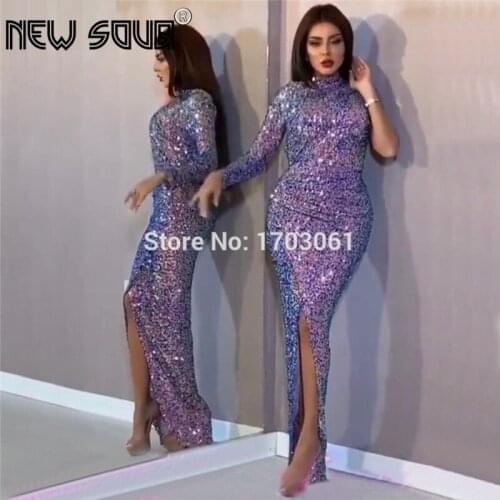 Sexy Split Side Evening Dresses Middle East Muslim Party Dress Mermaid Long Sleeves 2020 Vestidos Prom Dresses Abendkleider