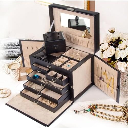 Jewelry Box European Princess Lockable Dressing Case Ring Jewelry Box Multi-function Portable Gift Korea Jewelry Storage Box