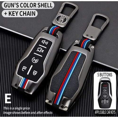Zinc Alloy Car Smart Key Case Fob Cover For Ford Fusion Mondeo Mustang F-150 Explorer Edge 2015 2016 2017 2018 key chains
