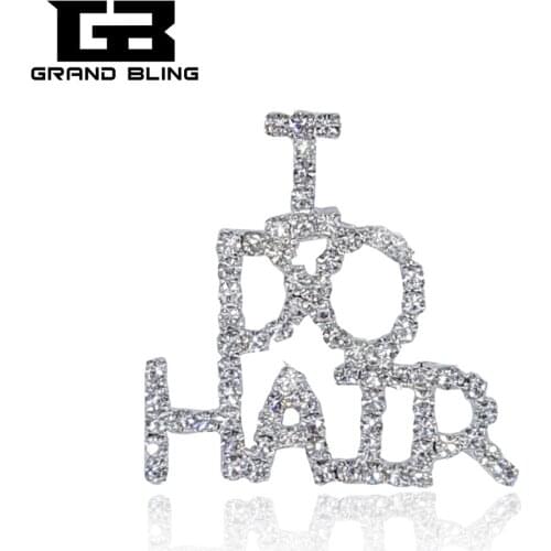 GRANDBLING Rhinestone Jewelry Word Brooch Pin "I DO HAIR" for The People in Cosmetic Industry&Hair Saloon