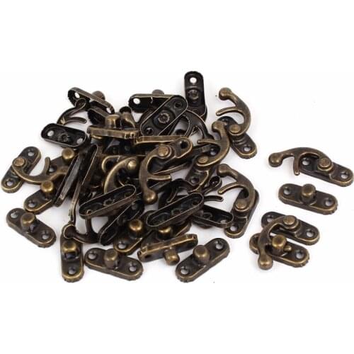 UXCELL Hot Sale Gift Box Left Swing Arm Clasp Toggle Latches Catch Hasp Bronze Tone 20PCS