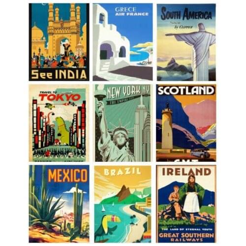 Vintage Ad Retro Travel & Railways Various Countries Metal Posters , Tin Sign Wall Plaque Decor 20x30cm