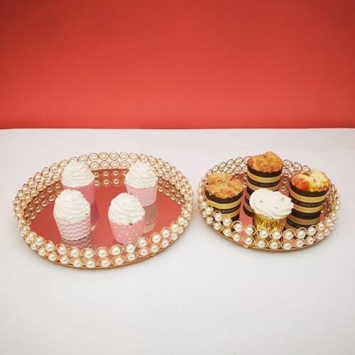 10pcs Pearl Cake Stand Cupcake Stand Mirror Decorative Plate Birthday Party Wedding Decoration