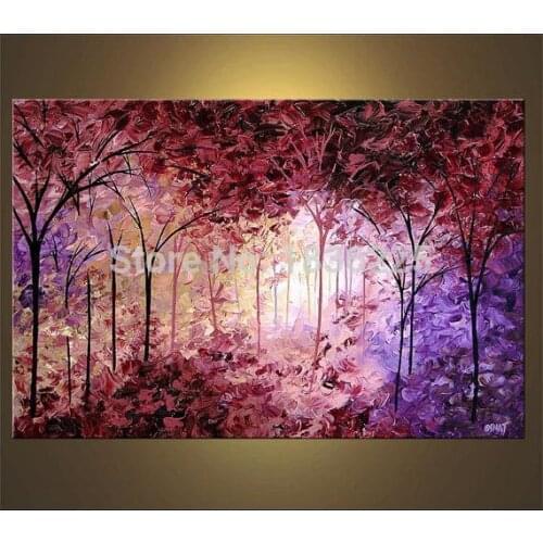 100%Handpainted Modern Knife Pictures On Canvas flowers trees Oil Painting For Room Decor Wall Painting Hang Craft