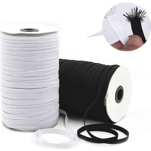 200 Yards Length 1/4 Inch Width White Elastic Bands for Sewing Mask Clothing Crafts DIY, Mask, Bedspread, Cuff (Black)