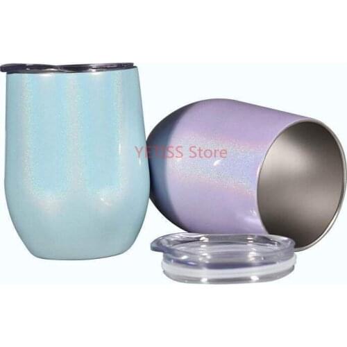 25pcs 12oz Rainbow color Tumbler Double Wall Stainless Steel Wine Glass Mugs Vacuum Insulated Thermos Christmas Party Favors