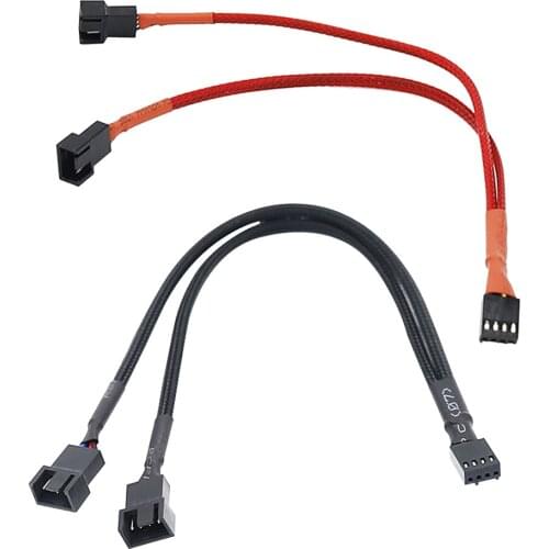 PC Case Fan 4 Pin Y Splitter Cable 4 Pin PWM Female to 3/4 Pin Motherboard CPU Fan Extension Adapter Cable Fan Cooling Accessory