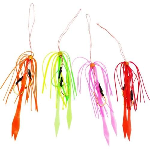 4pcs Fishing Silicone Skirt Rigs Assist Jig Hook Slider Jigs Frogs Octopus Skirts Fishing Tackle Accessories DIY Lures