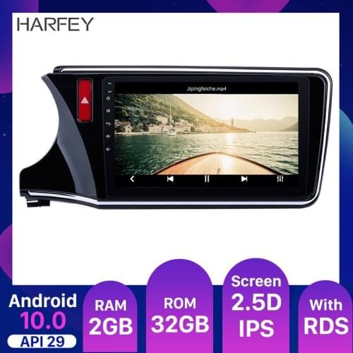 Harfey 2Din Android 10.0 10.1" Car GPS Radio Head Unit For 2014 2015 2016 2017 Honda CITY Left Hand Drive GPS Multimedia Player