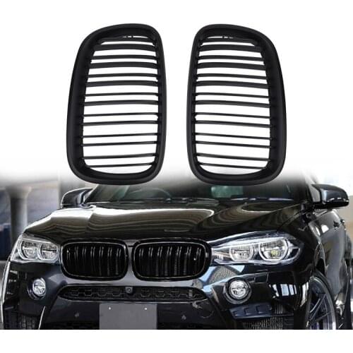Car Gloss Black Parallel Bar Front Grill Kidney Racing Grills For BWM X5 X6 E70 E71 2007-2013 Car Exterior Parts Matte Black