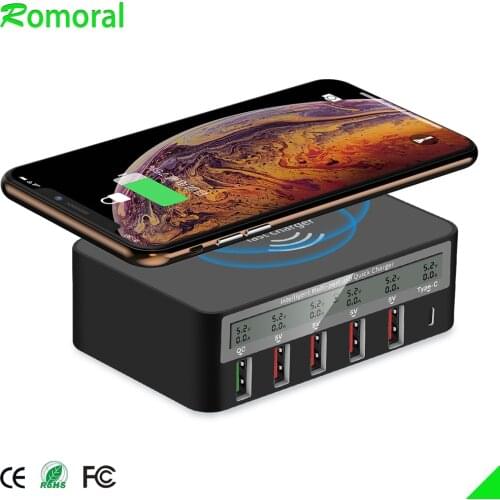 QI Wireless Charger Fast 6 USB C Charger Quick Charge 3.0 Wireless Charging for iphone xiaomi Huawei