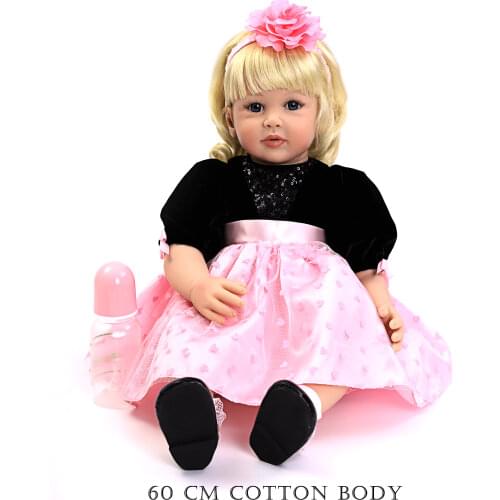 ZIYIUI 60Cm 24Inch Reborn Doll Micron Silicone Handmade Beautiful Princess Dress Little Girl Daily Playmate Holiday Gift