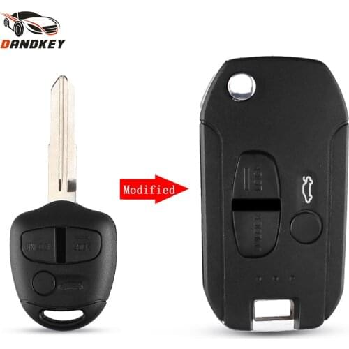 Dandkey Modified Flip Remote Car Key Shell for Mitsubishi Lancer Grandis Evolution Outlander Key Fob Right/Left Blade 2/3 Button
