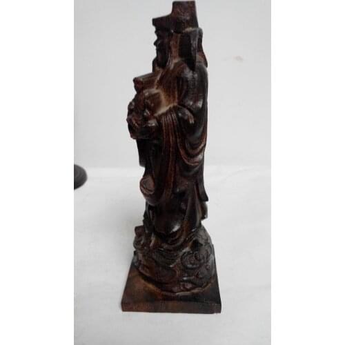 Elaborado chino clásico coleccionable madera viejo hombre estatua favorable