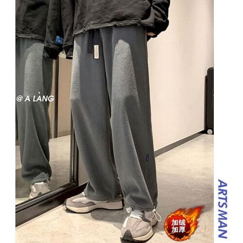 Winter Joggers Pants Women Polar Fleece Warm Sweatpants Personalized Drawstring Trend Loose Wide Leg Drawstring Casual Capris