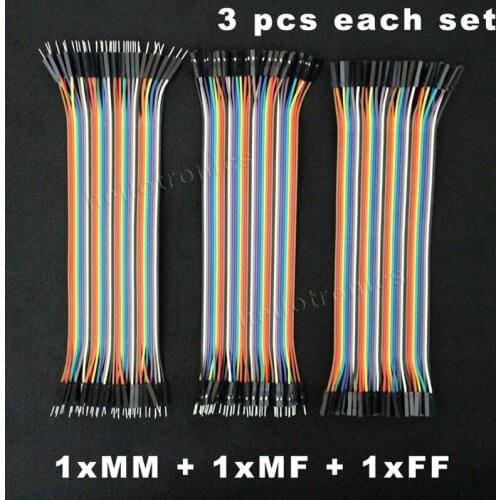 Hellotronics Premium 200mm 1 Set = 1 x M/M + 1 x M/F + 1 x F/F Splittable Dupont 40 Pins Breadboard Jumper Wires For Arduino