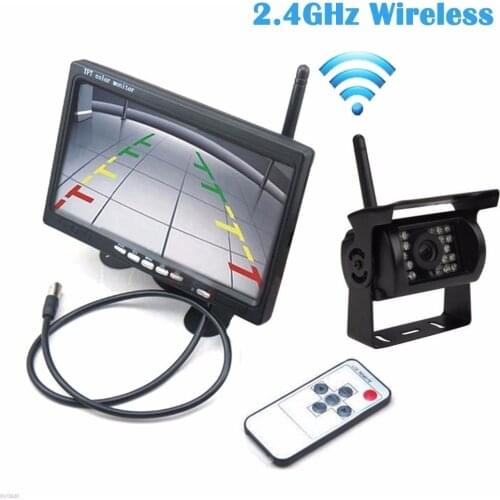 2.4G Wifi Wireless Car Backup Cameras IR Night Waterproof with 7" Car Rear View Monitor for RV Truck Bus Parking Assistance