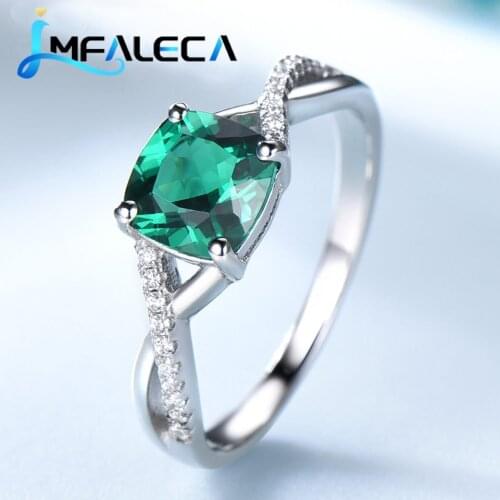 LMFALECA Square Emerald Rings for Women Real 925 Sterling Silver Ring Gemstone Birthstone Wedding Engagement Fine Jewelry Gift