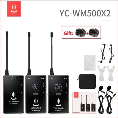 Yichuang WM500 Microphone X1 X2 Wireless Lavalier Microphone kit Receiver Transmitter for Smartphone DSLR Camera Tablet YC-WM500