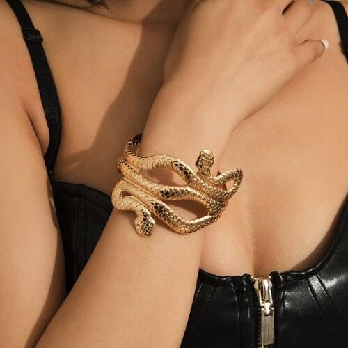 Fashion Jewelry Metal Bracelet 2021 New Design Exaggerated Snake Shape Adjustable Bangles For Girl Fine Accessories Gifts
