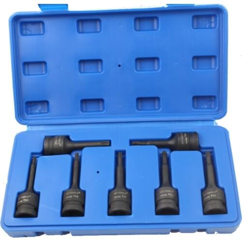 7pcs 1/2 Impact Torx TRX-Star Socket Bit Set T20 T25 T27 T30 T40 T45 T35 T45