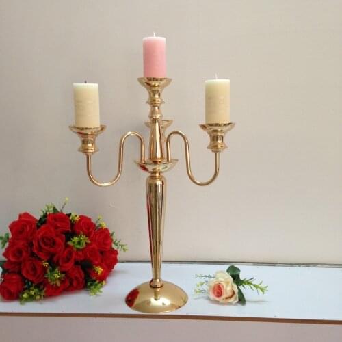 Cheap sale Gold Metal Candlestick Candelabra for Wedding Table Centerpieces Candle Holder senyu0740