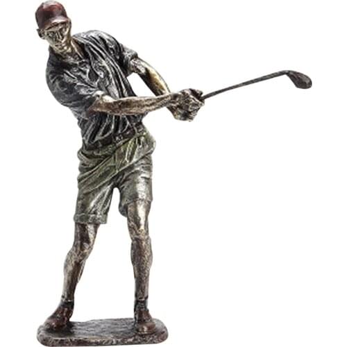 Newly Golfer Figurine Statue Decor Vintage Decorative Resin Ornament for Home Shelf Office 33/38cm Tall Swinging A Golf Club