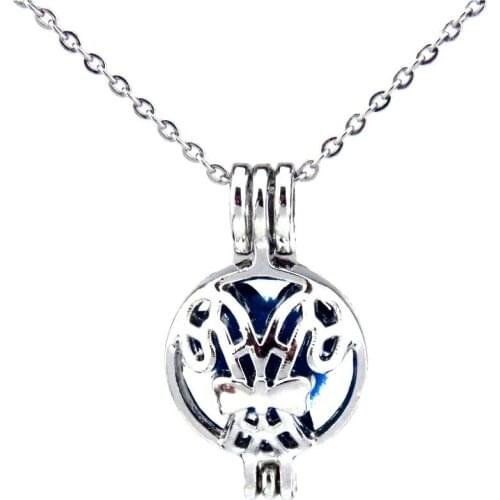 KK411 New Year Gift Santa Crutch Candy Beads Cage Aroma Essential Oil Oyster Pearl Cage Locket Pendant Necklace