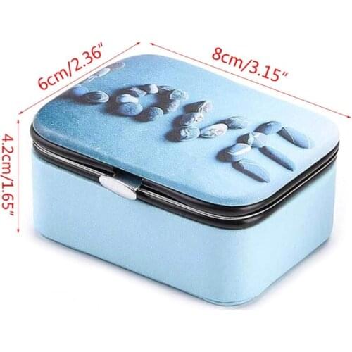 Protable Travel Leather Bracelet Box Earrings Necklace Organizer Display Brooch Jewelry Storage Case with Mirror Women Girls