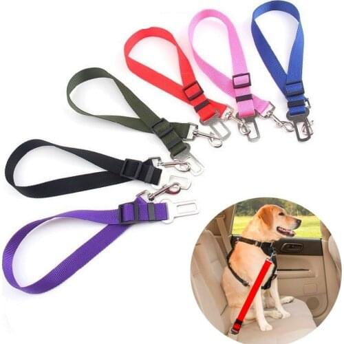 Pet Dog Cat Car Seat Belt Adjustable Nylon Fabric Car Safety Harness Lead Leash for Small Medium Dogs Travel Clip Pet Supplies