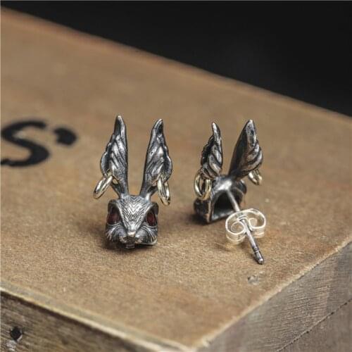 Retro Cute Rabbit Stud Earrings Cocktail Party Mens and Womens Stud Earrings Punk Style Motorcycle Party Jewelry Gifts