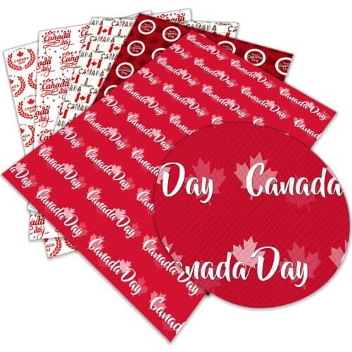 Faux Leather Printed Happy Canada Day Cross Pattern 30 X 136cm Rolls for Hair Bows DIY Bag Earrings Materials
