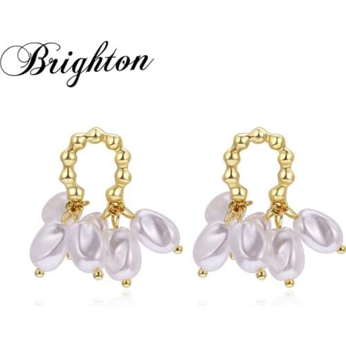 Brighton Unique Simple Circle Natural Pearl Tassel Drop Earrings Wedding Fashion Jewelry Accessories For Women 2021 New Bijou