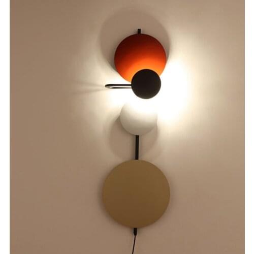 Modern Led Wall Lamp for Bedroom Bathroom Colorful Art Home Decor DIY Round Circle Metal Bedside Indoor Lighting 220V