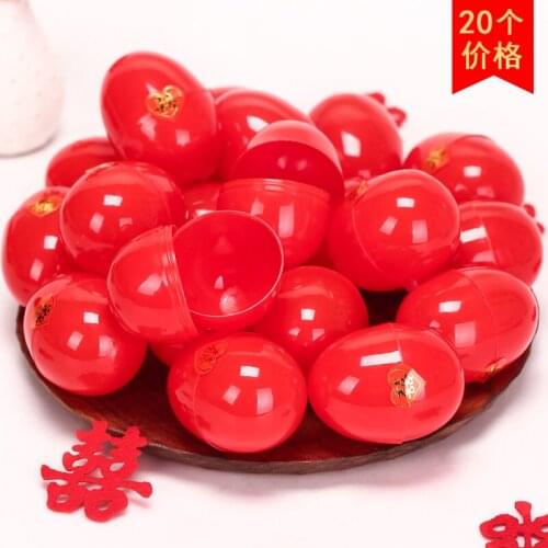 Wedding supplies creative red egg box baby full moon wedding dowry simulation empty egg shell wedding candy box