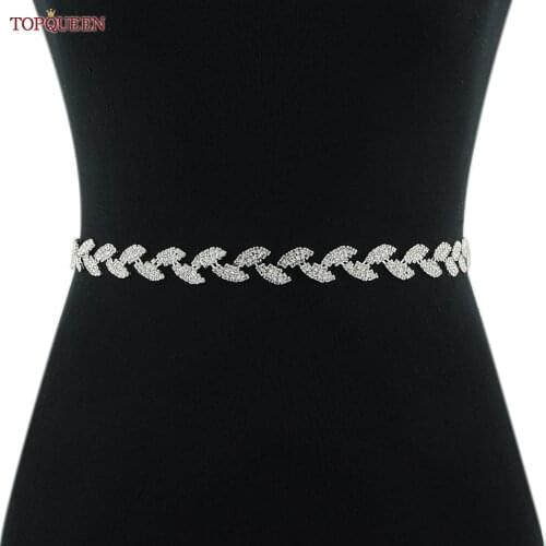 TOPQUEEN S198-S Wedding Belt Bridal Belt Rhinestone Bridal Sash Evening Dress Belt Womens Rhinestone Belts For Wedding Dress