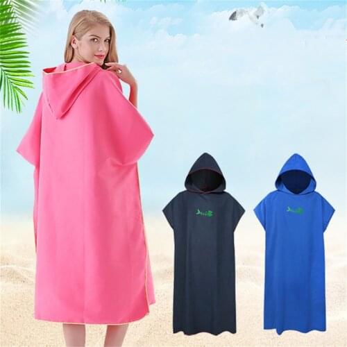 Microfiber absorbent and quick-drying swimming bathrobe poncho hooded towel sweat-absorbent swimsuit beach swimming