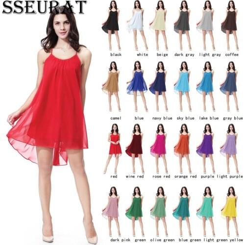 SSEURAT Summer Women Boho Dress Sexy Backless V-neck Beach Dresses 2021 Fashion Sleeveless Spaghetti Strap Casual Mini Sundress