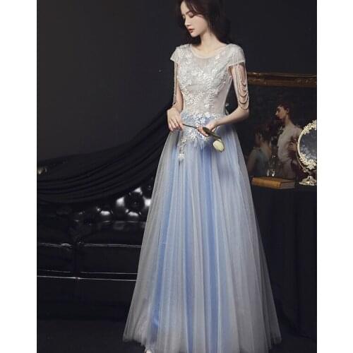 Beading Lace Dream Princess Evening Dress Female Banquet Shoulder Fringed Dress Host Fairy Birthday Party Luxury Prom Dress A105