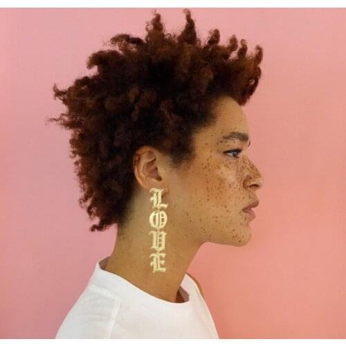 Gold Mirror Retro Long Sexy Simple Personality Big Honey Font LOVE Letter Earrings