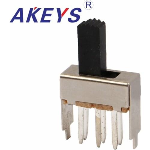10PCS SS-22F17 2P2T Double pole double throw 2 position slide switch 6 solder lug pin verticle type with 2 fixed pin