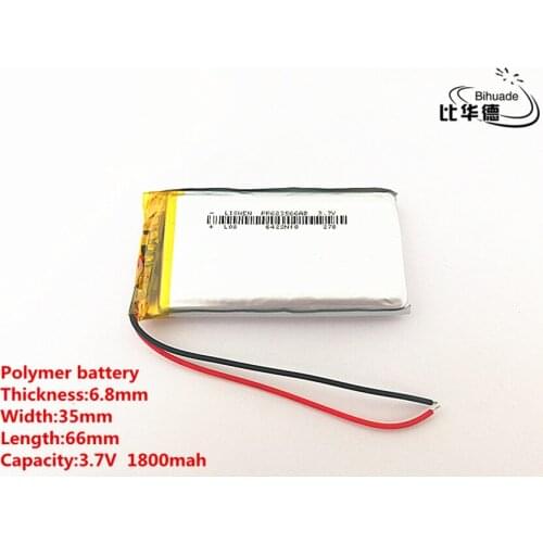5pcs/lot 3.7V 1800mAH 683566 Polymer lithium ion / Li-ion Rechargeable battery for DVR,GPS,mp3,mp4