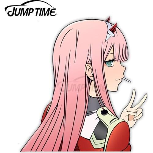 JumpTime 13 x 7.6cm Zero Two Peeker Anime Personality Car Sticker Scratch-Proof Decal Auto Refrigerator Laptop Waterproof